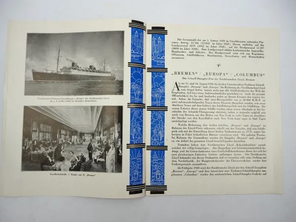 Prospekt Norddeutscher Lloyd Bremen 1929