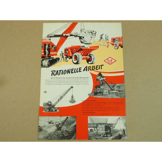 Prospekt O&K Baumaschinen Bagger Autoschütter Raupen Lokomotiven 1956