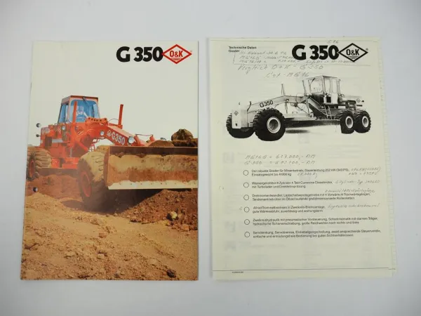 Prospekt O&K G350 Grader 1982 + Technische Daten