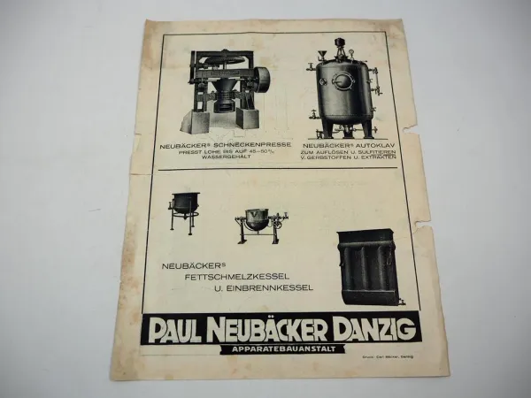 Prospekt Paul Neubäcker Danzig Apparatebau Anstalt Leder Industrie 1937