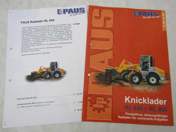 Prospekt PAUS Knicklader RL655 RL855 und Preislisten 7/2006