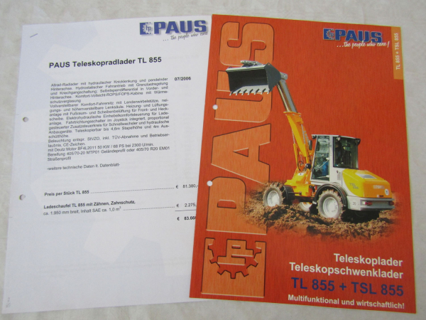Prospekt PAUS Teleskop Schwenklader TL855 TSL855 und Preislisten 7/2006