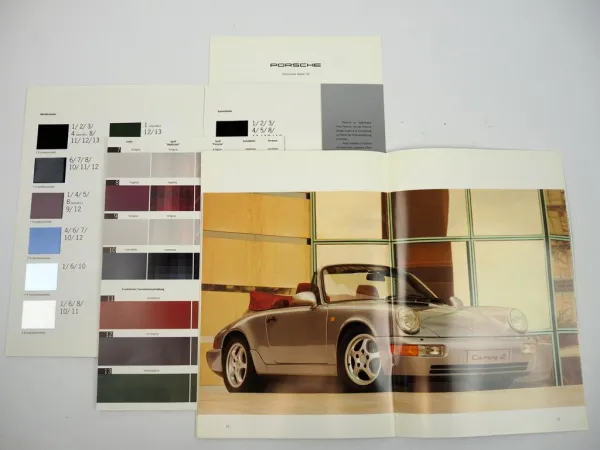 Prospekt Porsche 911 Carrera Turbo 928 968 von 1992 Farben Innenausstattung