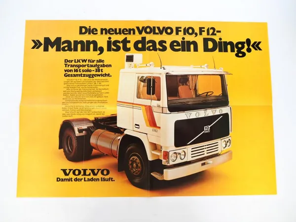 Prospekt Poster Volvo F10 F12 LKW Nutzfahrzeuge 1970er Jahre