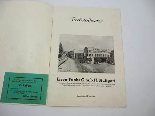 Prospekt Presstoffwaren Art deco Eisenfuchs 1938 Geschirr Bakelit Kunststoff