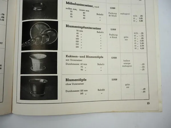 Prospekt Presstoffwaren Art deco Eisenfuchs 1938 Geschirr Bakelit Kunststoff