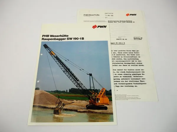 Prospekt PWH Weserhütte SW190-1B Raupenbagger + Angebot 1986