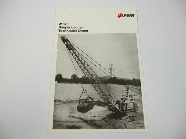 Prospekt PWH Weserhütte W320 Raupenbagger Raupenkran 1980er Jahre