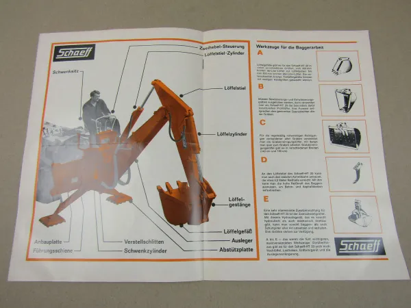 Prospekt Schaeff HT20 Hydraulik Anbaubagger