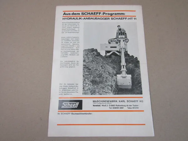 Prospekt Schaeff HT20 Hydraulik Anbaubagger