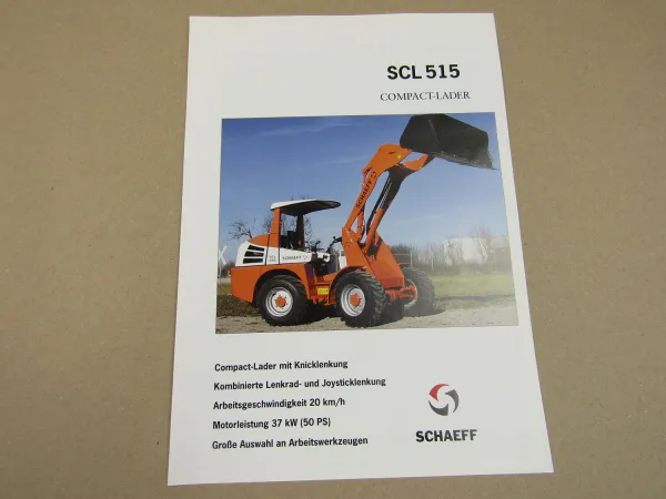 Prospekt Schaeff SCL 515 Compact Lader mit Knicklenkung und Deutz Motor