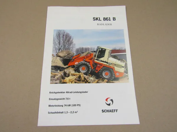 Prospekt Schaeff SKL 861 B Radlader mit 100 PS Perkins Motor 8/1996