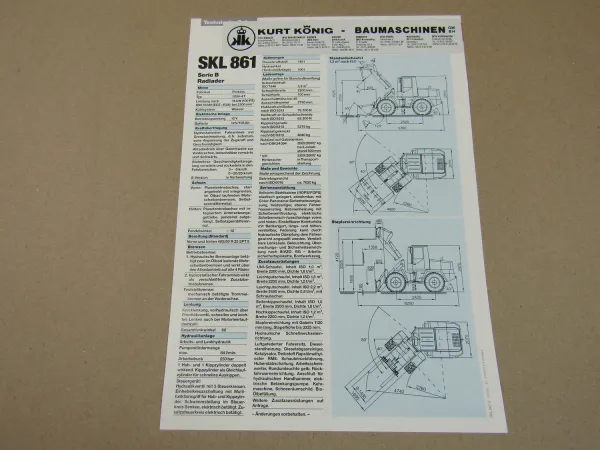 Prospekt Schaeff SKL 861 Serie B Radlader mit Perkins Motor 1004-4T 3/1995