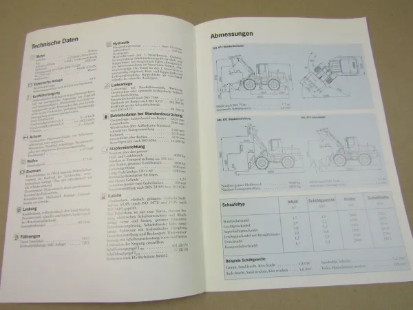 Prospekt Schaeff SKL 871 Radlader mit 120 PS Perkins Motor 90er Jahre