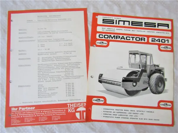 Prospekt Simesa Compactor 2401 und Technische Beschreibung
