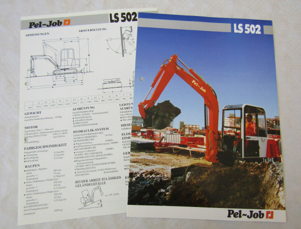 Prospekt und Datenblatt Pel-Job LS502 Kompaktbagger 1991