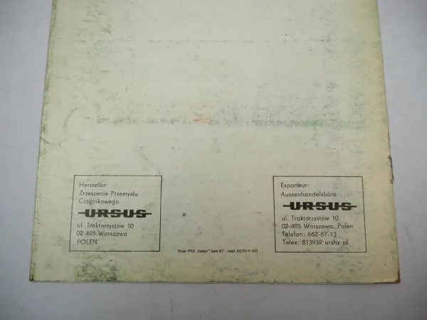 Prospekt Ursus 912 914 1012 1014 1222 1224 1614 Traktor 1987 Polen