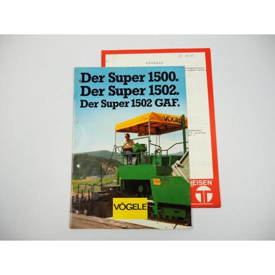 Prospekt Vögele Super 1500 1502 1502GAF Straßenfertiger + Angebot 1982