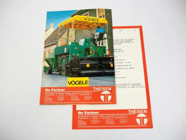 Prospekt Vögele Super 1500 1502 Straßenfertiger + Angebot 1985