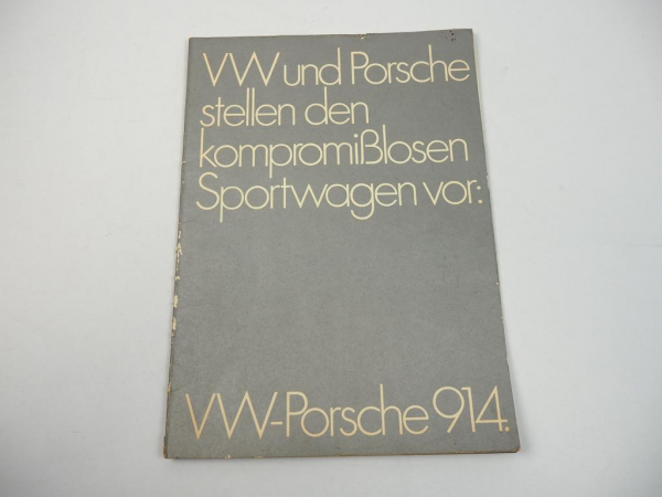 Prospekt VW 914 914/6 Porsche stellt Sportwagen vor 1969 mit 28 Seiten
