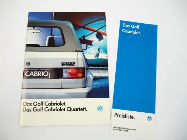 Prospekt VW Golf 1 Cabriolet Technik Ausstattung Farben + Preisliste 1991