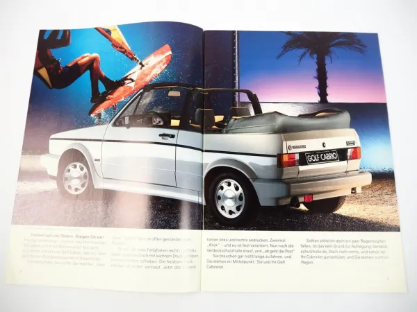 Prospekt VW Golf 1 Cabriolet Technik Ausstattung Farben + Preisliste 1991