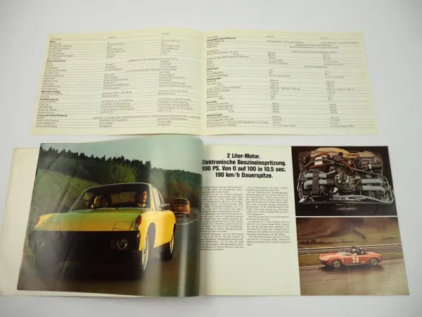 Prospekt VW Porsche 914 1974 mit 1.8 2.0 Liter 85 und 100 PS