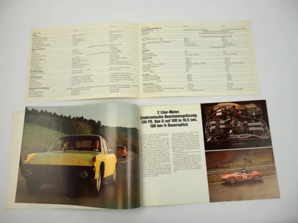 Prospekt VW Porsche 914 von 1974 mit 1.8 2.0 Liter 85 und 100 PS