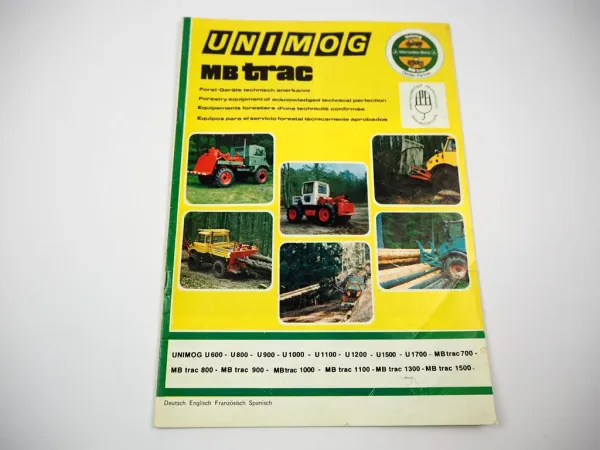 Prospekt Werner Maschinenfabrik Trier Forst Anbaugeräte an Unimog MBtrac 1984