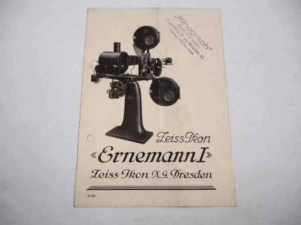 Prospekt Zeiss Ikon Ernemann 1 Film Kino Theater Maschine Apparat ca. 1927
