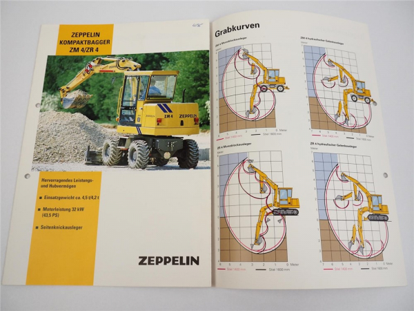 Prospekt Zeppelin ZM4 ZR4 Bagger 43.5 PS technische Beschreibung 1994