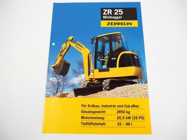 Prospekt Zeppelin ZR 25 Bagger Stand 1998 für Erdbau Industrie GalaBau
