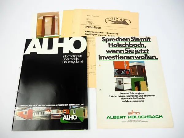 Prospekte ALHO Bauwagen Baucontainer + Preisliste 1970er Jahre