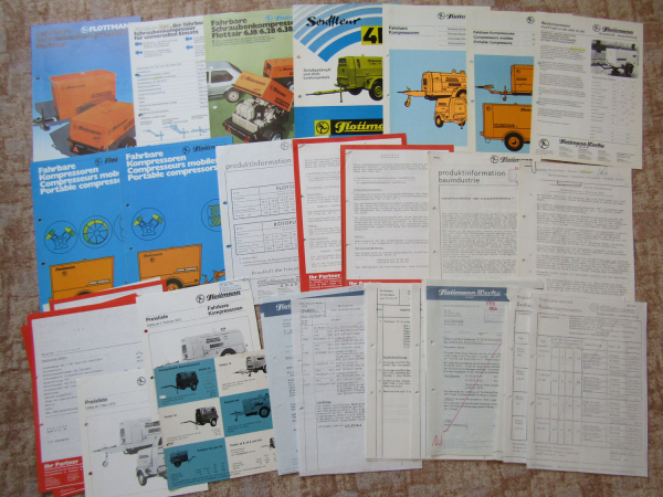 Prospekte Flottmann Kompressoren mit Preisangeboten und Preislisten 1969-1980
