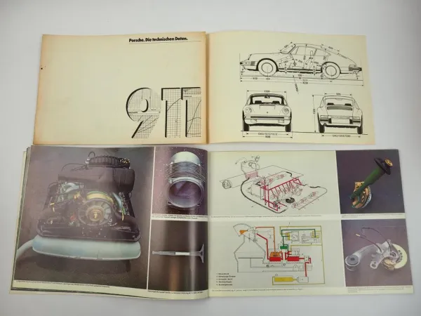Prospekte Porsche 911 911S Carrera G-Modelle 2,7 Liter 1974 und Technische Daten