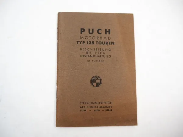 Puch 125 Touren Motorrad Betriebsanleitung Bedienung Wartung 1949