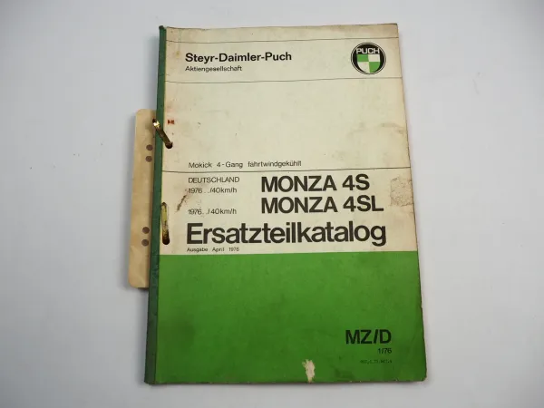 Puch Monza 4S 4SL Mokick 4 Gang Ersatzteilliste Ersatzteilkatalog 1976