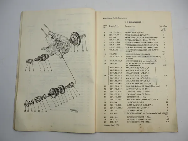 Puch Monza 4S 4SL Mokick 4 Gang Ersatzteilliste Ersatzteilkatalog 1976