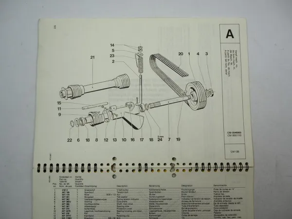 PZ Zweegers CM135 Rotormäher Betriebsanleitung Ersatzteilliste 1986
