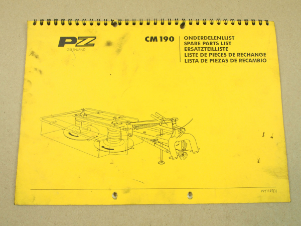 PZ Zweegers CM190 Onderdelenlijst Parts List Pieces rechange Ersatzteilliste