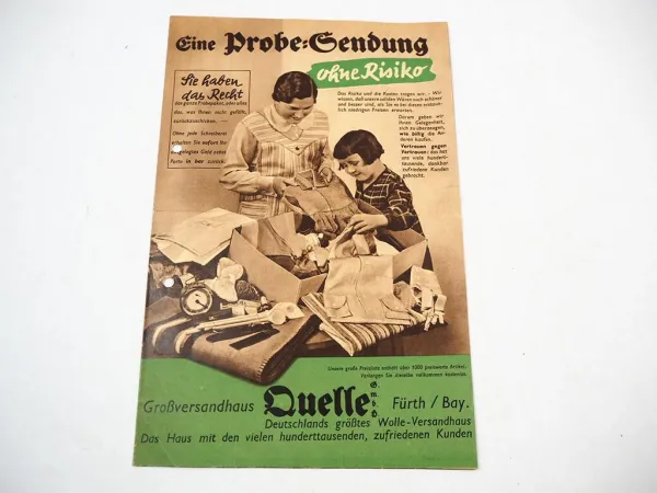 Quelle Versandhaus Fürth Prospekt Eine Probesendung ohne Risiko 1940er Jahre