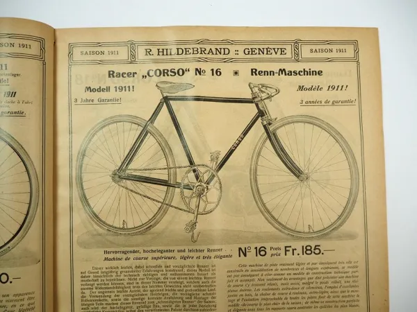 R. Hildebrand Genf Schweiz Fahrrad Verkauf Werbung Katalog 1911
