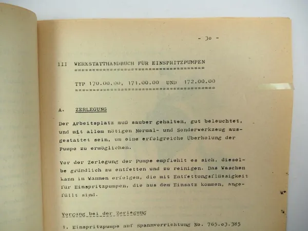 Raba Czepel Einspritzpumpe Typ 170 171 172 Beschreibung Werkstatthandbuch