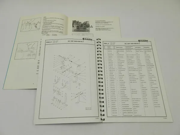 Rabe Blue Bird 3000 4500 GR GRF Grubber Betriebsanleitung Ersatzteilliste 2002