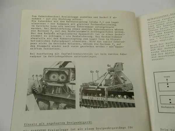 Rabe MKE 200 250 300 400 Kreiselegge Betriebsanleitung Ersatzteilliste 1984