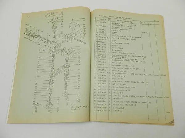 Rabe MKE 200 250 300 400 Kreiselegge Betriebsanleitung Ersatzteilliste 1984