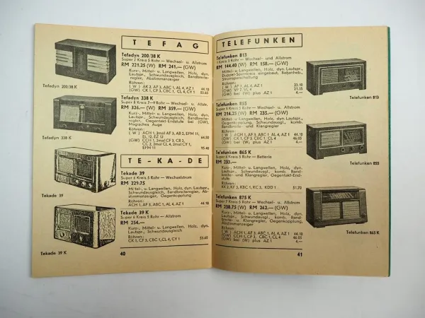 Radio Apparate Katalog Produktprogramm 1938/39 Hch. Weiss Hofheim Taunus
