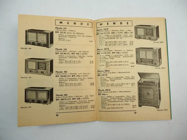 Radio Apparate Katalog Produktprogramm 1938/39 Hch. Weiss Hofheim Taunus