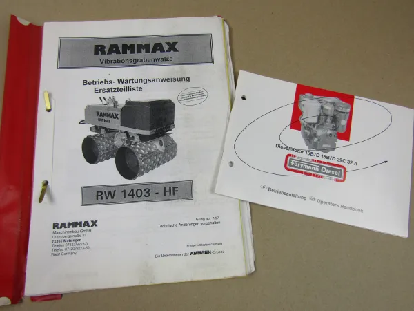 Rammax RW 1403 HF Walze Bedienungsanleitung Ersatzteilliste ab7/97 + Motor