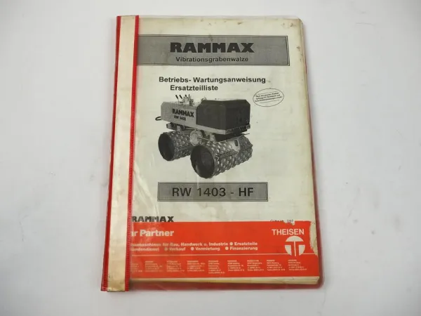 Rammax RW1403-HF Walze Bedienungsanleitung Ersatzteilliste gültig ab 7/97